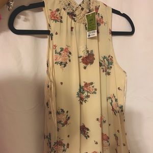 Floral blouse with high neck